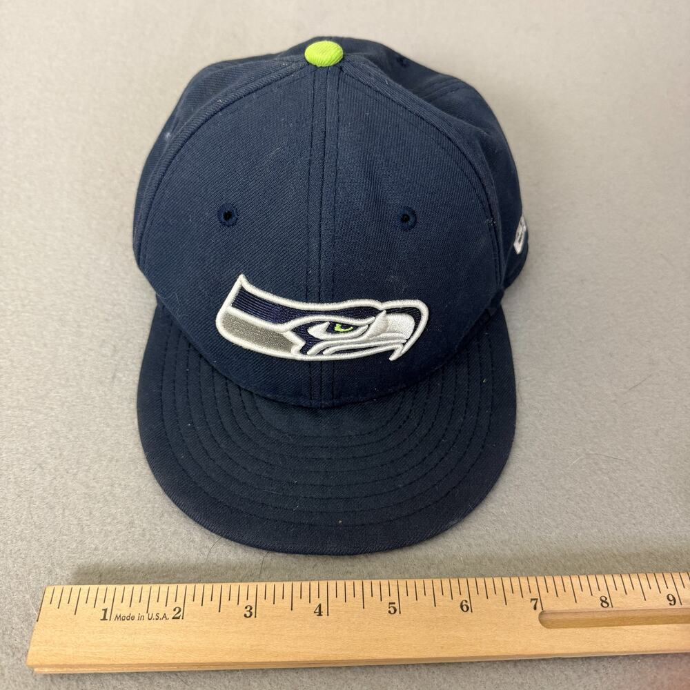 New Era 59FIFTY Seattle Seahawks Fitted Hat Navy Neon Green NFL Size 6 3/4